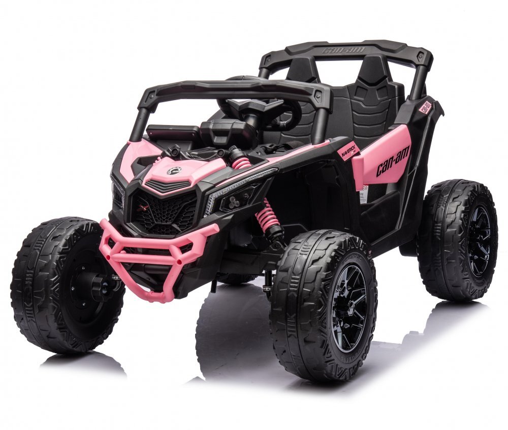 Can-Am Masinuta electrica pentru copii Can Am Marverick UTV Light Pink 12V 90W cu telecomanda 2.4G deschidere usi scaun ergonomic pornire la buton functii muzicale si suspensii