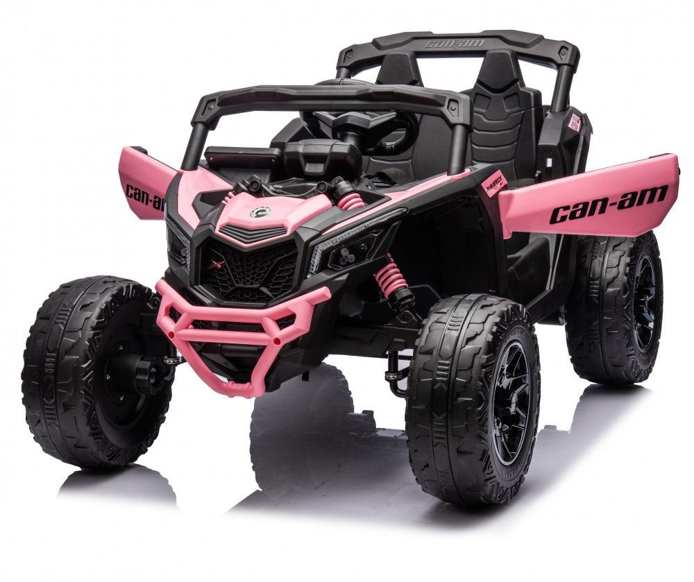 Can-Am Masinuta electrica pentru copii Can Am Marverick UTV Light Pink 12V 90W cu telecomanda 2.4G deschidere usi scaun ergonomic pornire la buton functii muzicale si suspensii