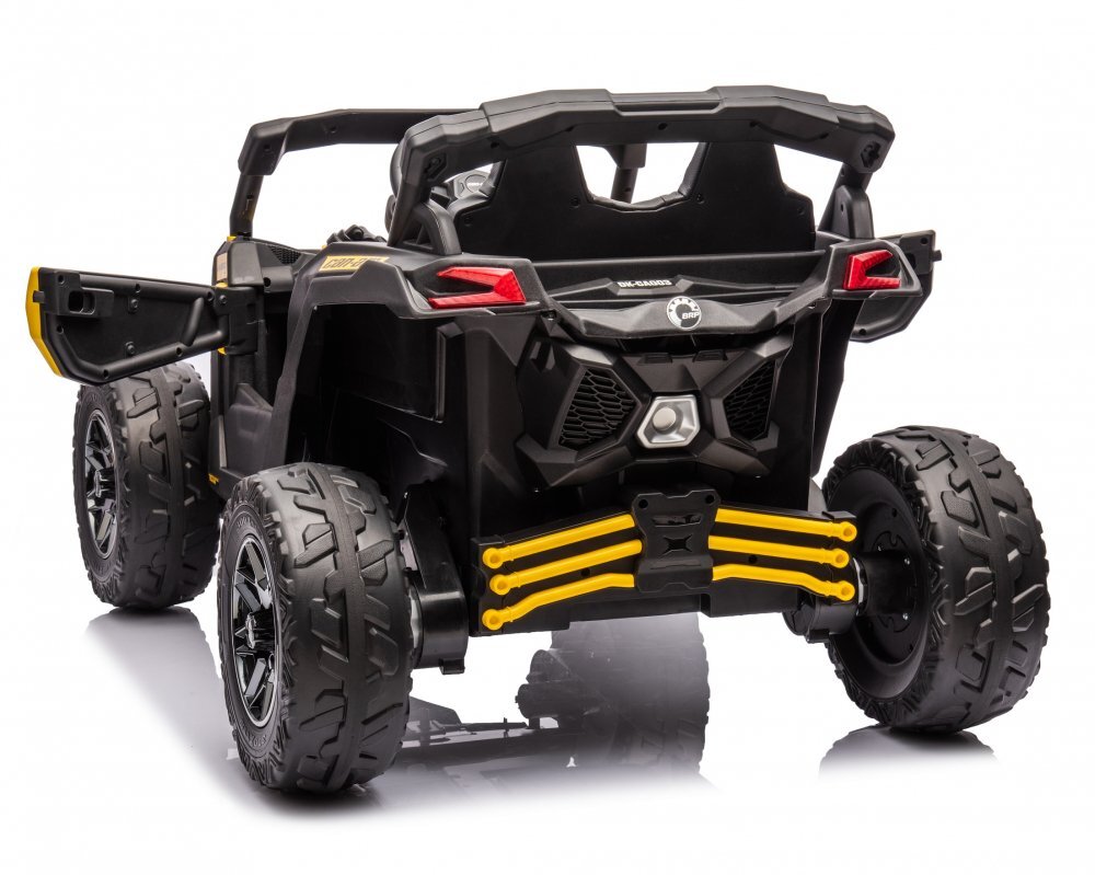 Can-Am Masinuta electrica pentru copii Can Am Marverick UTV Yellow 12V 90W cu telecomanda 2.4G deschidere usi scaun ergonomic pornire la buton functii muzicale si suspensii
