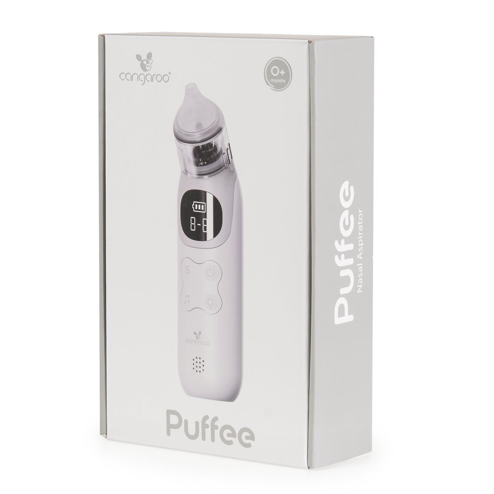 CANGAROO Aspirator nazal electric pentru bebelusicopii Puffee cu lumini si sunete 5 nivele aspirare afisaj LCD 4 capete din silicon
