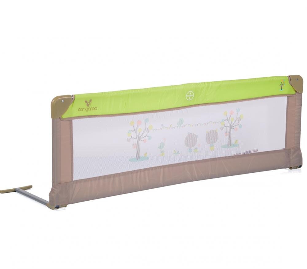 CANGAROO Bariera de protectie pentru pat copii Bed Rail Green Rabatabila la 180 grade Usor de montat Cadru metalic Utilizare pat parinti sau pat tineret Dimensiune 130x43 cm