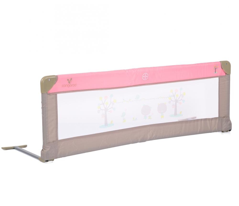 CANGAROO Bariera de protectie pentru pat copii Bed Rail Pink Rabatabila la 180 grade Usor de montat Cadru metalic Utilizare pat parinti sau pat tineret Dimensiune 130x43 cm