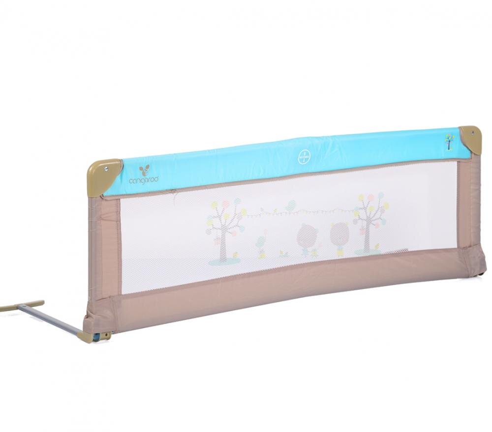 CANGAROO Bariera de protectie pentru pat copii Bed Rail Turquoise Rabatabila la 180 grade Usor de montat Cadru metalic Utilizare pat parinti sau pat tineret Dimensiune 130x43 cm