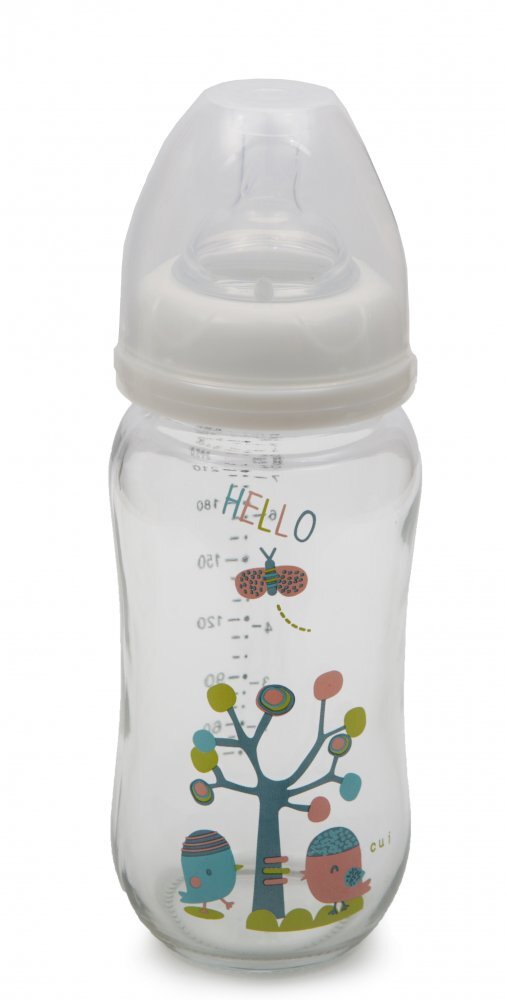 CANGAROO Biberon din sticla cu gat larg 240ml Hello
