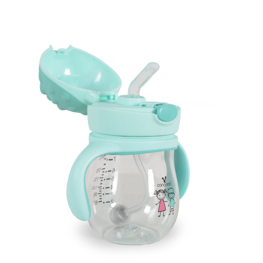 CANGAROO Cana cu pai din silicon 250 ml Brillo blue