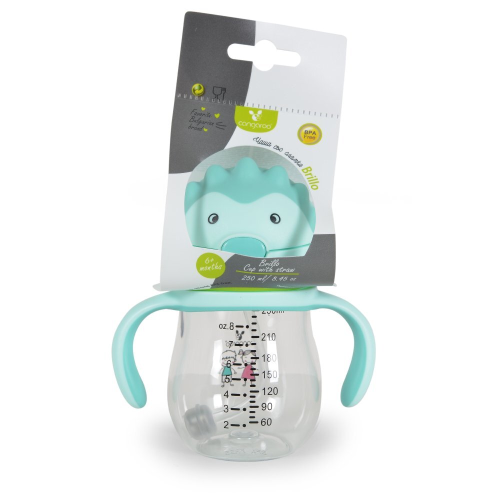 CANGAROO Cana cu pai din silicon 250 ml Brillo blue