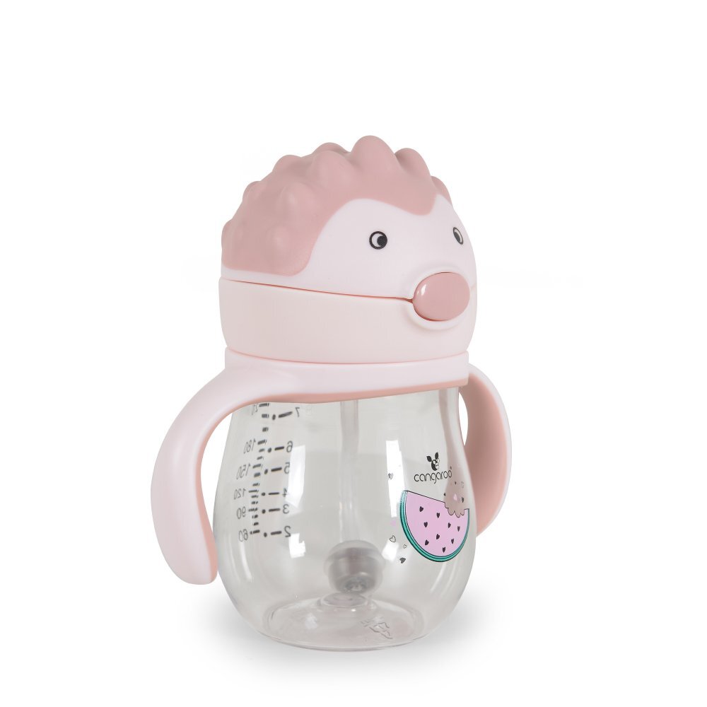 CANGAROO Cana cu pai din silicon 250 ml Brillo pink