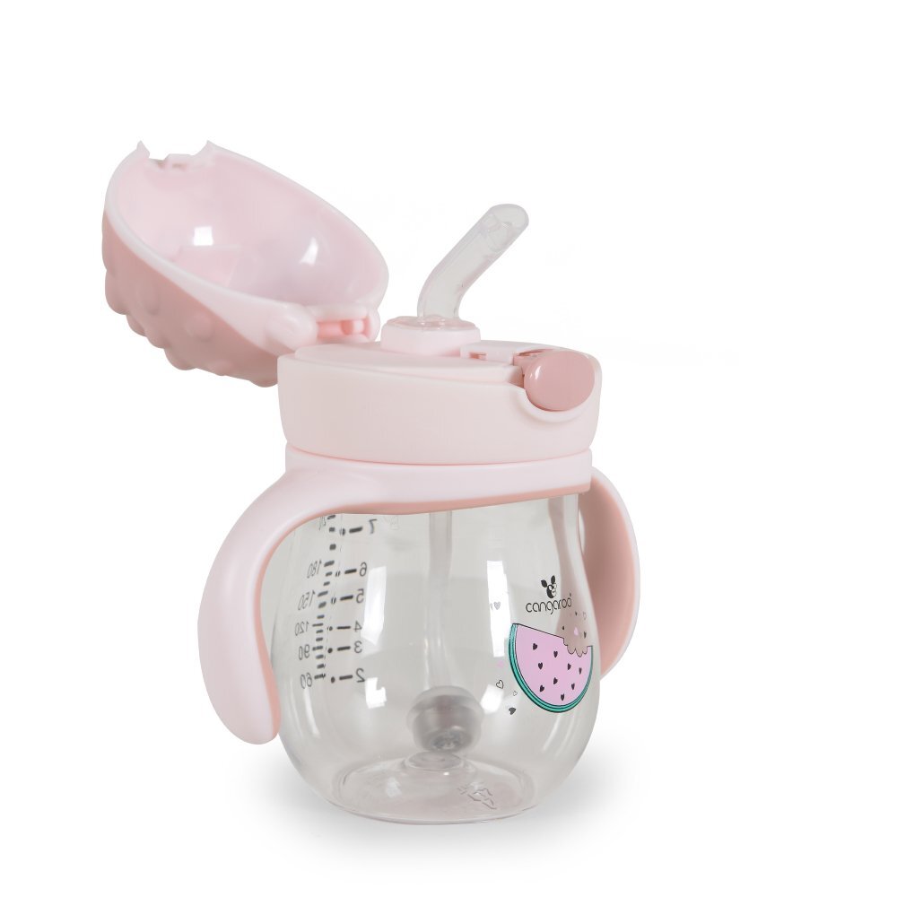 CANGAROO Cana cu pai din silicon 250 ml Brillo pink