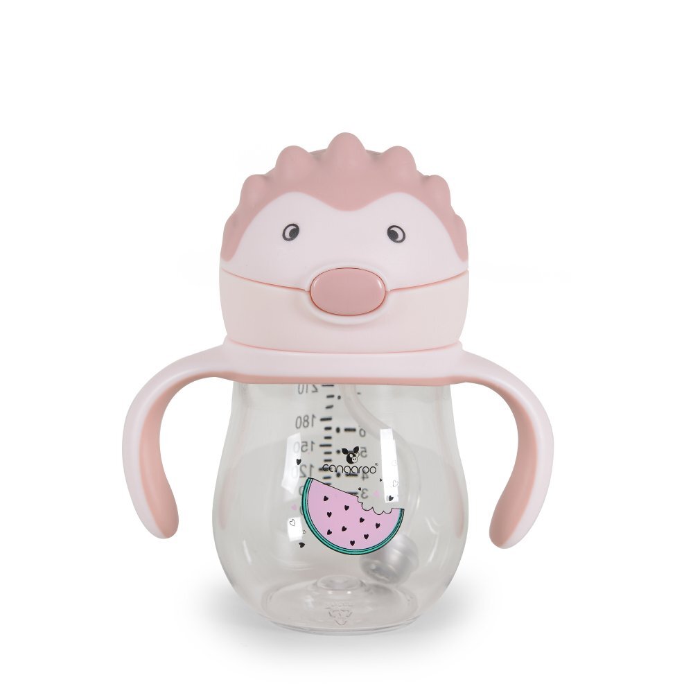 CANGAROO Cana cu pai din silicon 250 ml Brillo pink