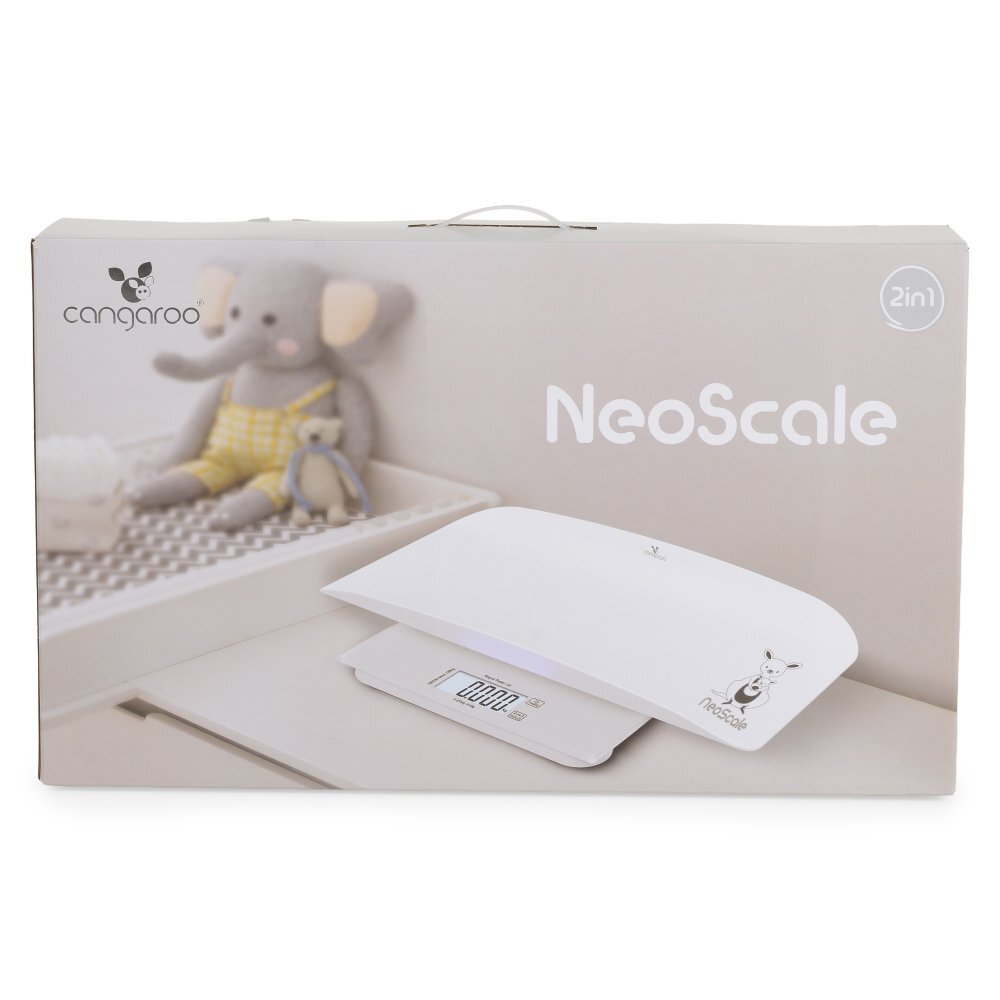 CANGAROO Cantar electronic pentru bebelusiadulti NeoScale 2in1 Alb ecran LCD functie hold capacitate 180 kg oprire automata