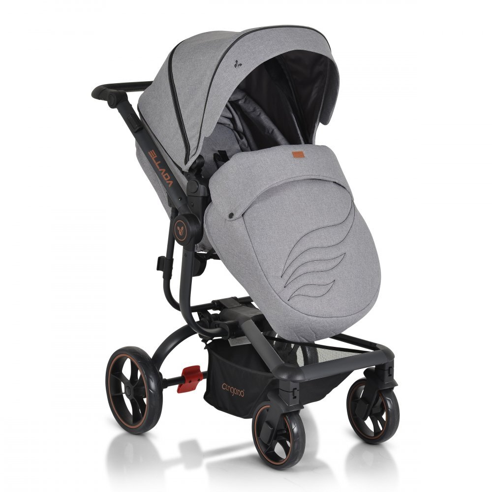 CANGAROO Carucior modular 2 in 1 Ellada Grey cu landou intaritsezut reversibilmaner parental reglabilspatar reglabil cu pozitie somnhuse pentru picioare si geanta accesorii incluse