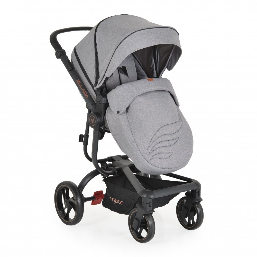 CANGAROO Carucior modular 2 in 1 Ellada Grey cu landou intaritsezut reversibilmaner parental reglabilspatar reglabil cu pozitie somnhuse pentru picioare si geanta accesorii incluse