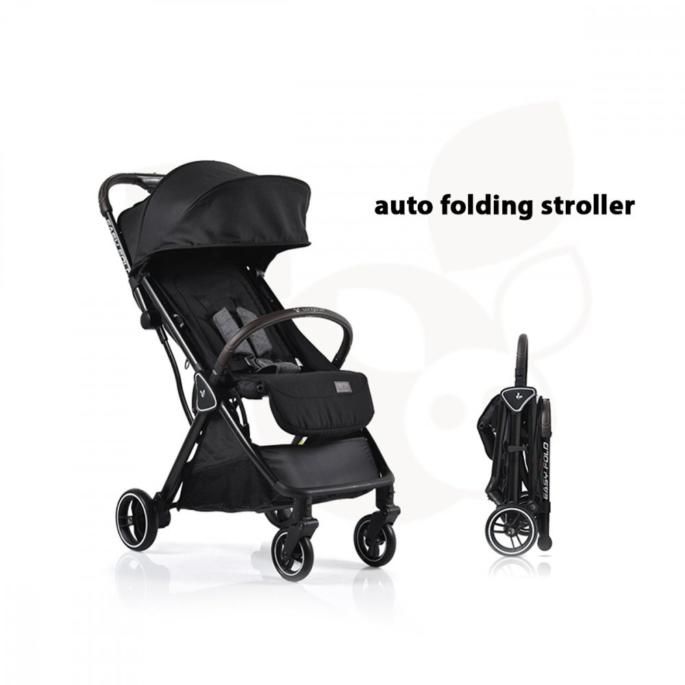 CANGAROO Carucior sport Easy Fold Negru cu pliere compacta Autofoldpana la 22kgcadru din aluminiupozitie de somnroti EVA detasabile si husa de picioare inclusa