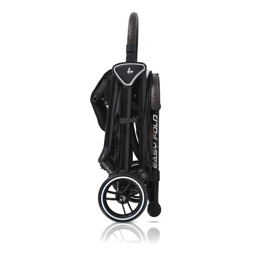 CANGAROO Carucior sport Easy Fold Negru cu pliere compacta Autofoldpana la 22kgcadru din aluminiupozitie de somnroti EVA detasabile si husa de picioare inclusa + CADOU Pompa de san electrica