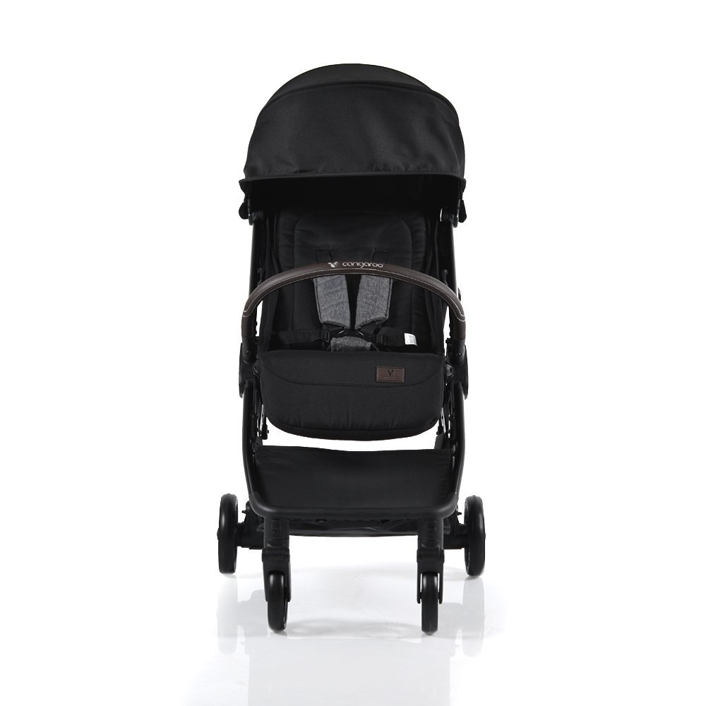 CANGAROO Carucior sport Easy Fold Negru cu pliere compacta Autofoldpana la 22kgcadru din aluminiupozitie de somnroti EVA detasabile si husa de picioare inclusa + CADOU Pompa de san electrica