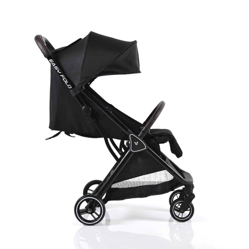CANGAROO Carucior sport Easy Fold Negru cu pliere compacta Autofoldpana la 22kgcadru din aluminiupozitie de somnroti EVA detasabile si husa de picioare inclusa + CADOU Pompa de san electrica