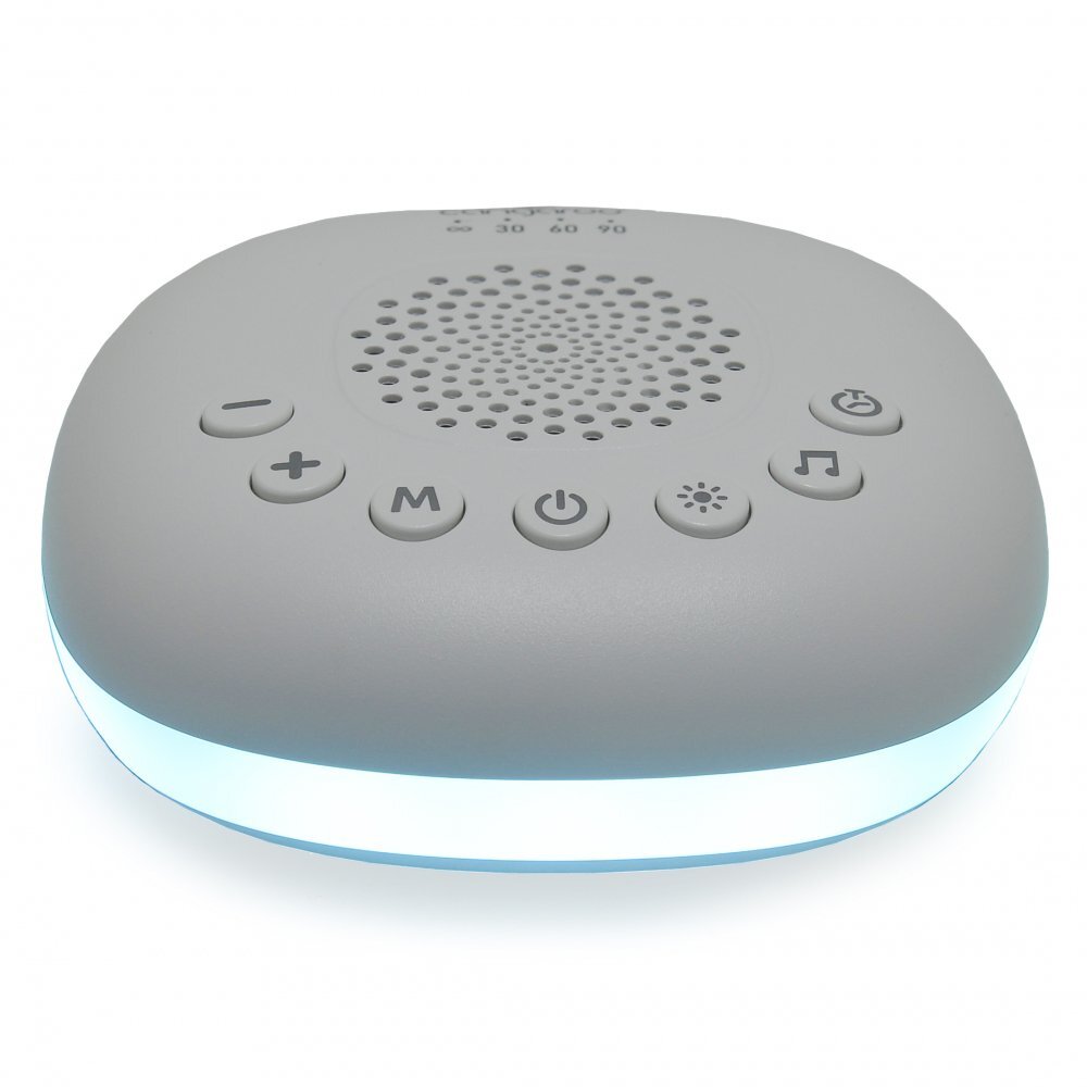 CANGAROO Dispozitiv compact cu sunete albe si lumina pentru bebelusi 20 melodii si sunete linistitoare temporizator indicator baterie maner agatare pentru caruiorpatut LumaNoise
