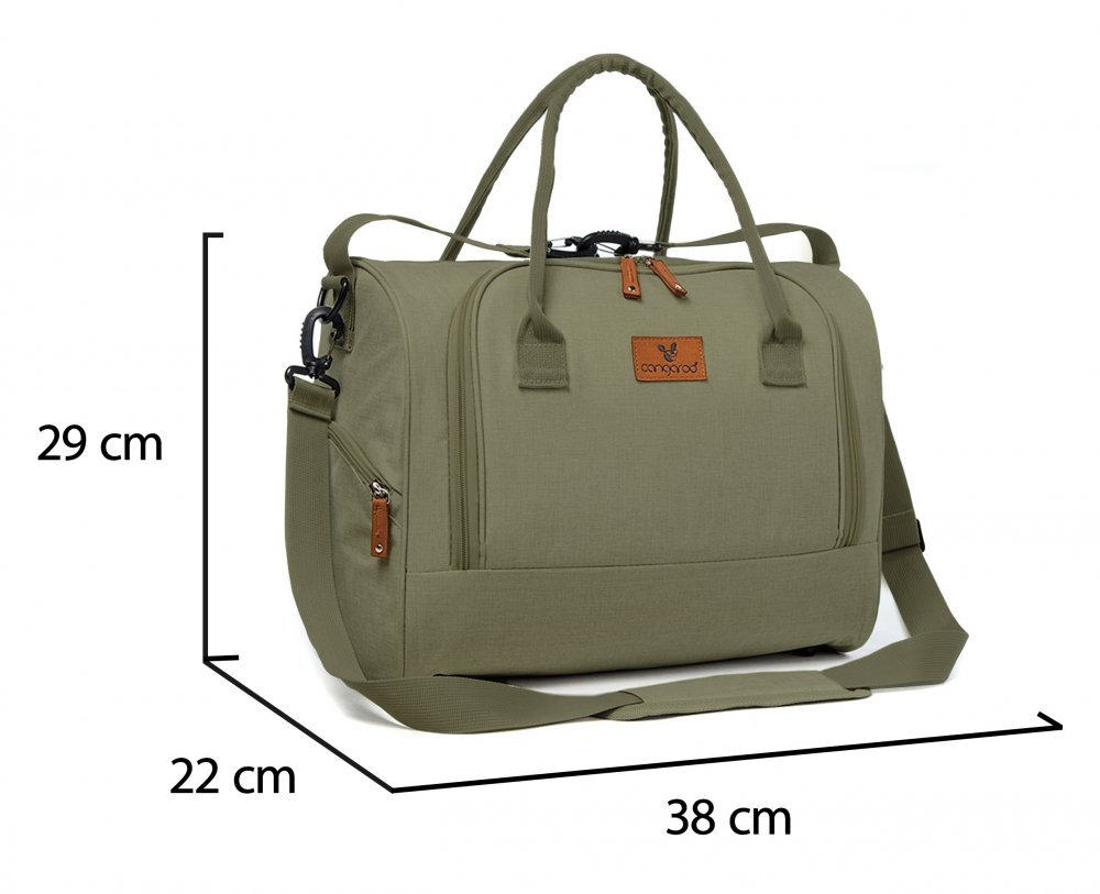 CANGAROO Geanta multifunctionala pentru mamici Jossie Dark Green Atasare pe carucior Maner reglabil Compartiment principal cu fermoar Compartimente 2 buzunare pentru biberoane Saltea pentru schimbat scutece inclusa