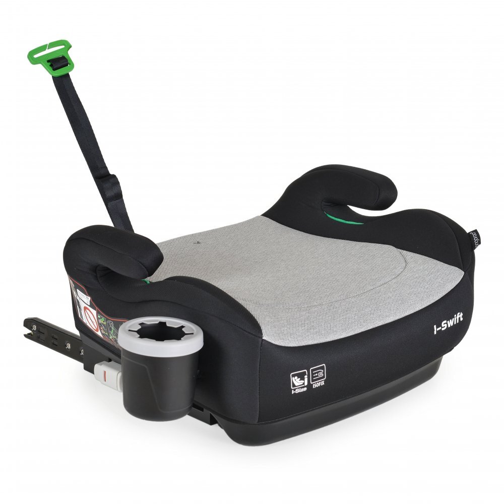 CANGAROO Inaltator auto copii fixare cu ISOFIX Swift Gri 125-150 cm omologat R-129 I-Size cu suport pahar incluscotiere ergonomicecentura ghidajhusa detasabila