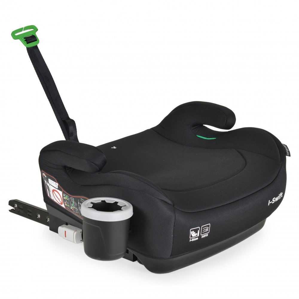 CANGAROO Inaltator auto copii fixare cu ISOFIX Swift Negru 125-150 cm omologat R-129 I-Size cu suport pahar incluscotiere ergonomicecentura ghidajhusa detasabila