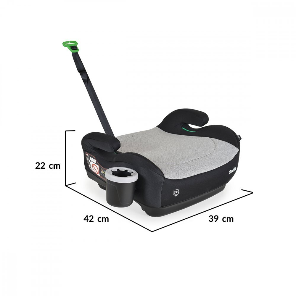 CANGAROO Inaltator auto copii Swift Gri 125-150 cm omologat R-129 I-Size cu suport pahar incluscotiere ergonomicecentura ghidajhusa detasabila