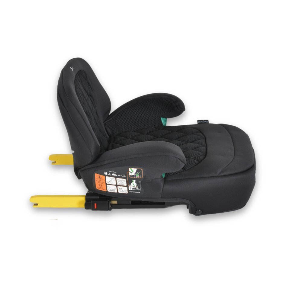 CANGAROO Inaltator auto pentru copii Jax i-Size Negru 125-150cmfixare cu isofixcentura de ghidajspatar detasabil si husa lavabila