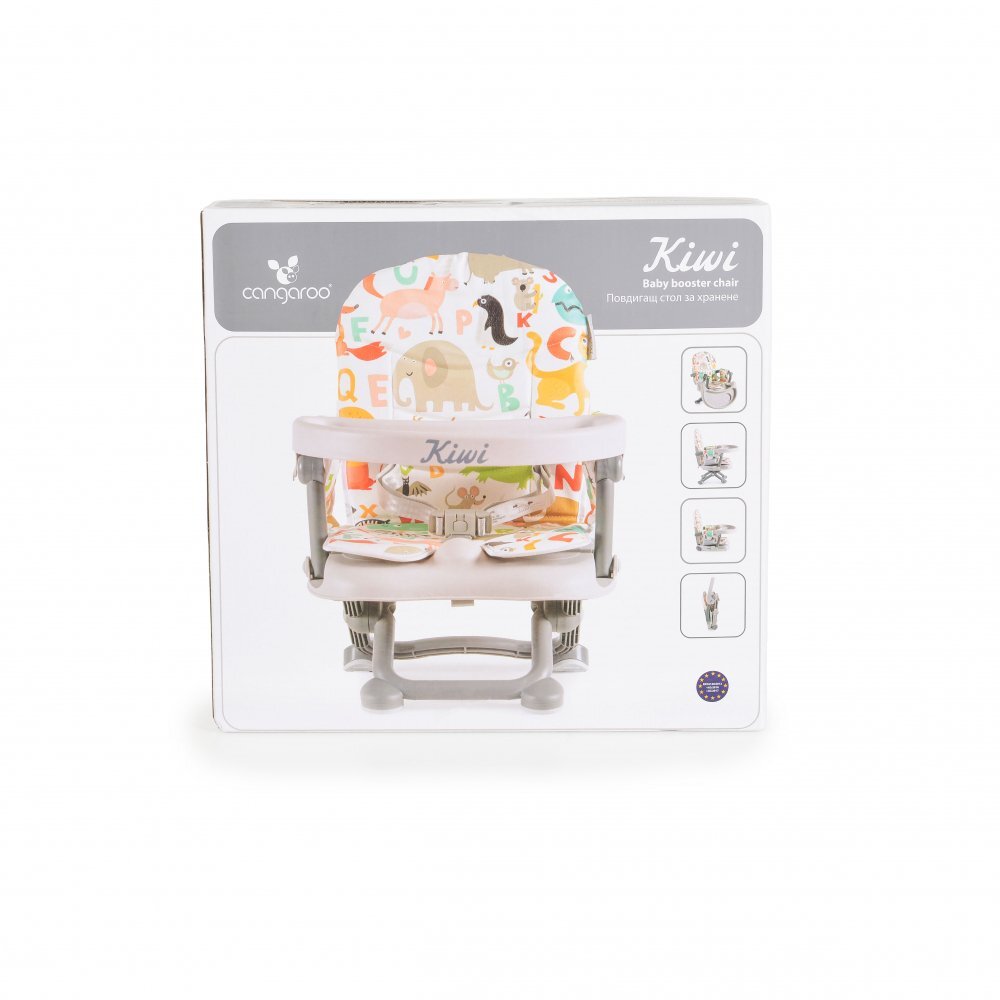 CANGAROO Inaltator de masa booster pentru copii Kiwi 123pliere compacta cu maner transportinaltime reglabila 4 nivelepicioare antiderapantemasuta detasabila cu compartiment paharhusa impermeabilacenturi de siguranta