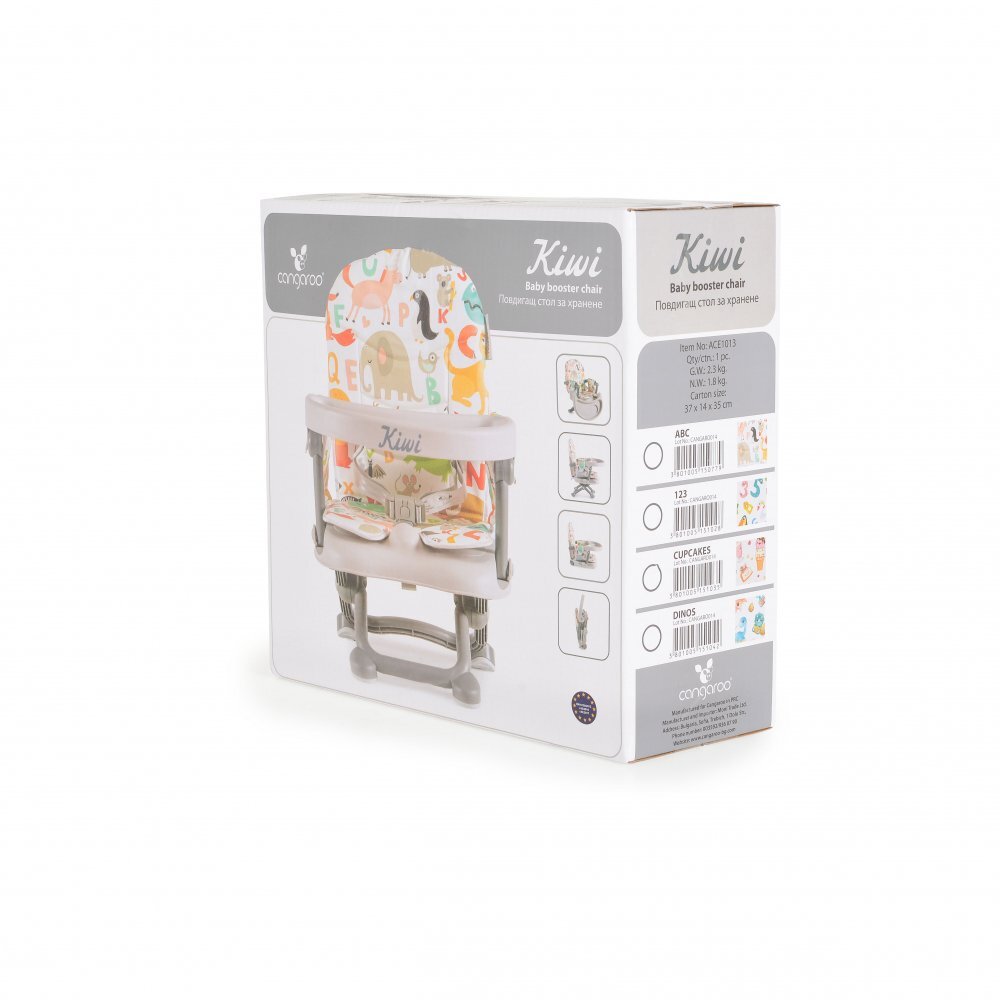 CANGAROO Inaltator de masa booster pentru copii Kiwi 123pliere compacta cu maner transportinaltime reglabila 4 nivelepicioare antiderapantemasuta detasabila cu compartiment paharhusa impermeabilacenturi de siguranta
