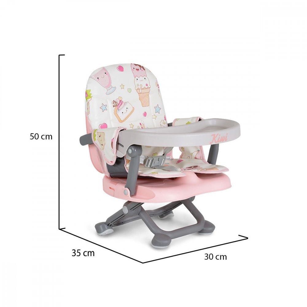 CANGAROO Inaltator de masa booster pentru copii Kiwi Cupcakepliere compacta cu maner transportinaltime reglabila 4 nivelepicioare antiderapantemasuta detasabila cu compartiment paharhusa impermeabilacenturi de siguranta