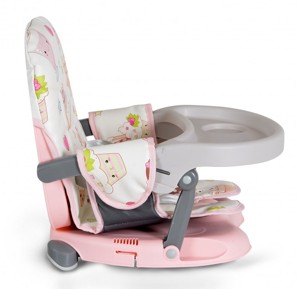 CANGAROO Inaltator de masa booster pentru copii Kiwi Cupcakepliere compacta cu maner transportinaltime reglabila 4 nivelepicioare antiderapantemasuta detasabila cu compartiment paharhusa impermeabilacenturi de siguranta