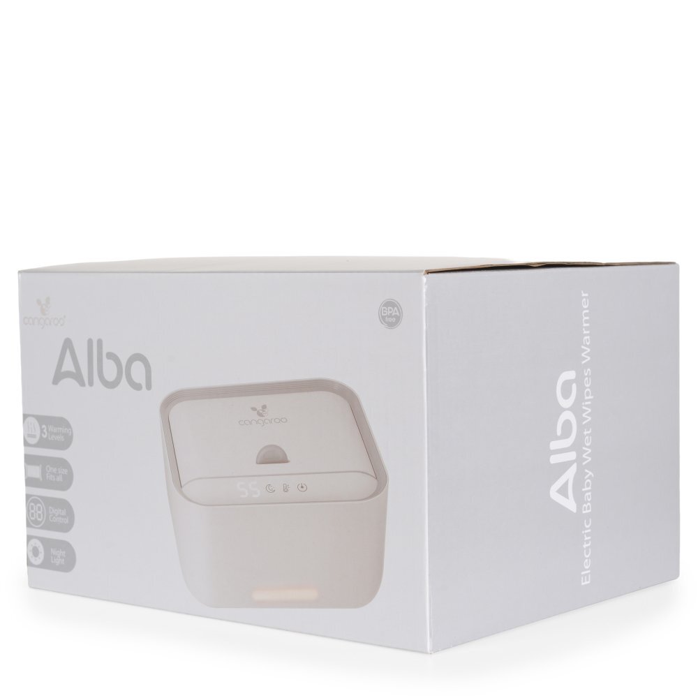 CANGAROO Incalzitor pentru servetele umede Alba 3 nivele de temperatura tehnologie Surround heating control tactil cu afisaj LED lumina de veghe integrata