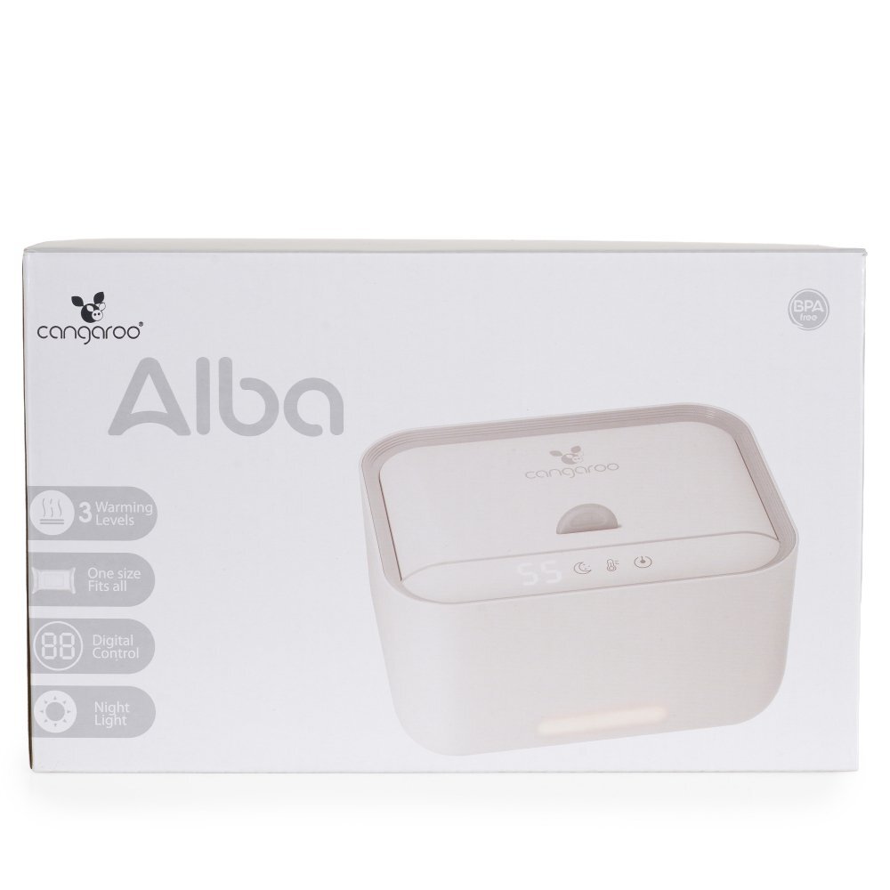CANGAROO Incalzitor pentru servetele umede Alba 3 nivele de temperatura tehnologie Surround heating control tactil cu afisaj LED lumina de veghe integrata