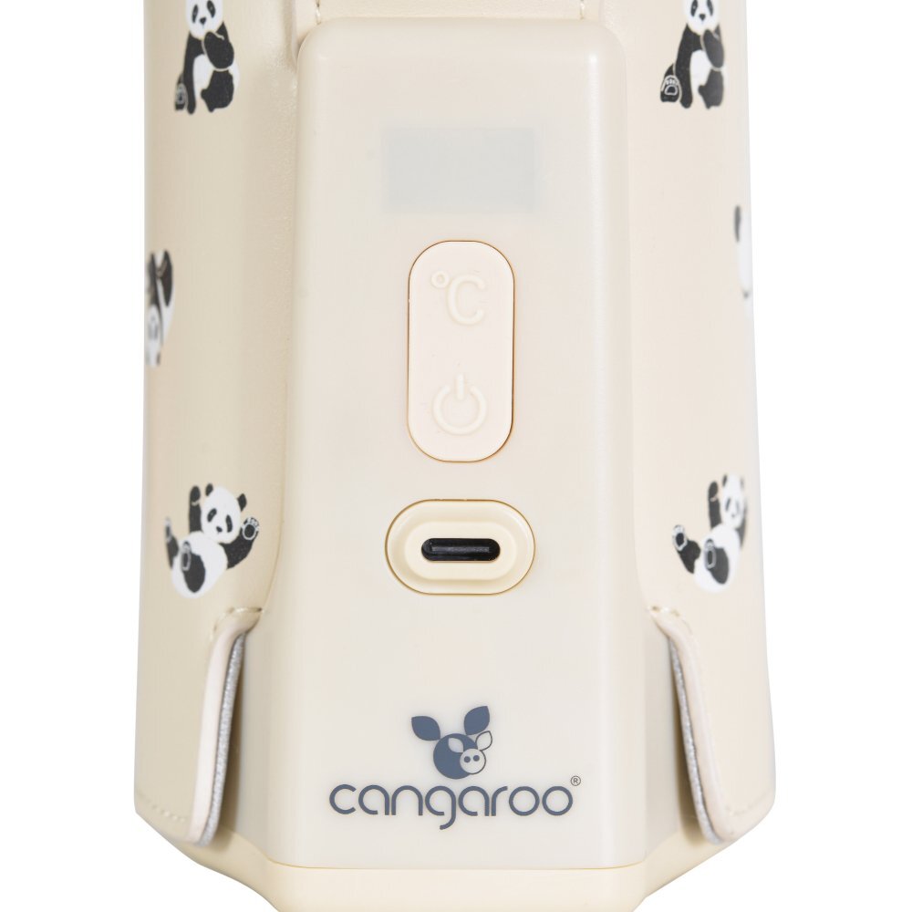 CANGAROO Incalzitor portabil pentru biberoane Caliente Beige cu baterie incorporataafisaj LEDtermostatincarcare mufa tip Cmaterial PU flexibil de inalta calitate