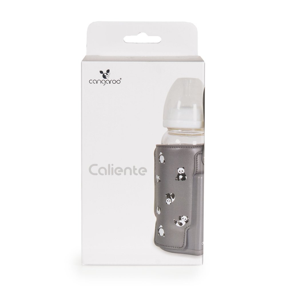 CANGAROO Incalzitor portabil pentru biberoane Caliente Grey cu baterie incorporataafisaj LED termostat incarcare mufa tip Cmaterial PU flexibil de inalta calitate