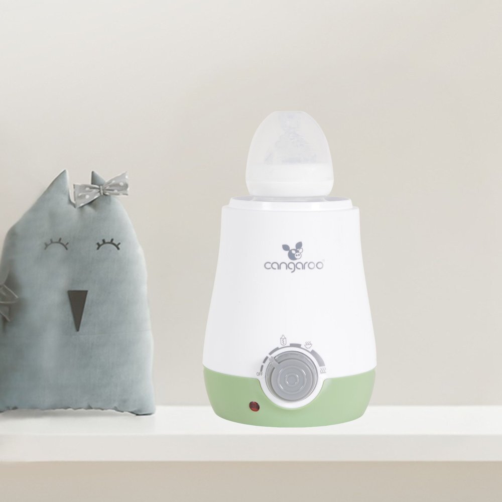 CANGAROO Incalzitor si sterilizator electric pentru biberoane BabyUno 3in1 Verde deschispermite incalzire biberoane si borcanaseFunctiioprire automatasterilizareincalzireaburire fructelegume