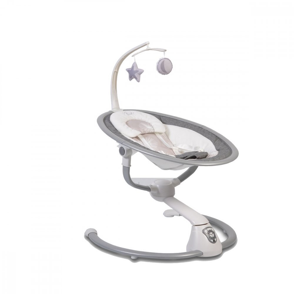 CANGAROO Leagan electric bebelusi Swing Cloud Grey cu sezut reglabil5 viteze de leganaretemporizatorsezut rotativ 90gradepernuta reductorcenturi de sigurantaadaptor priza inclus