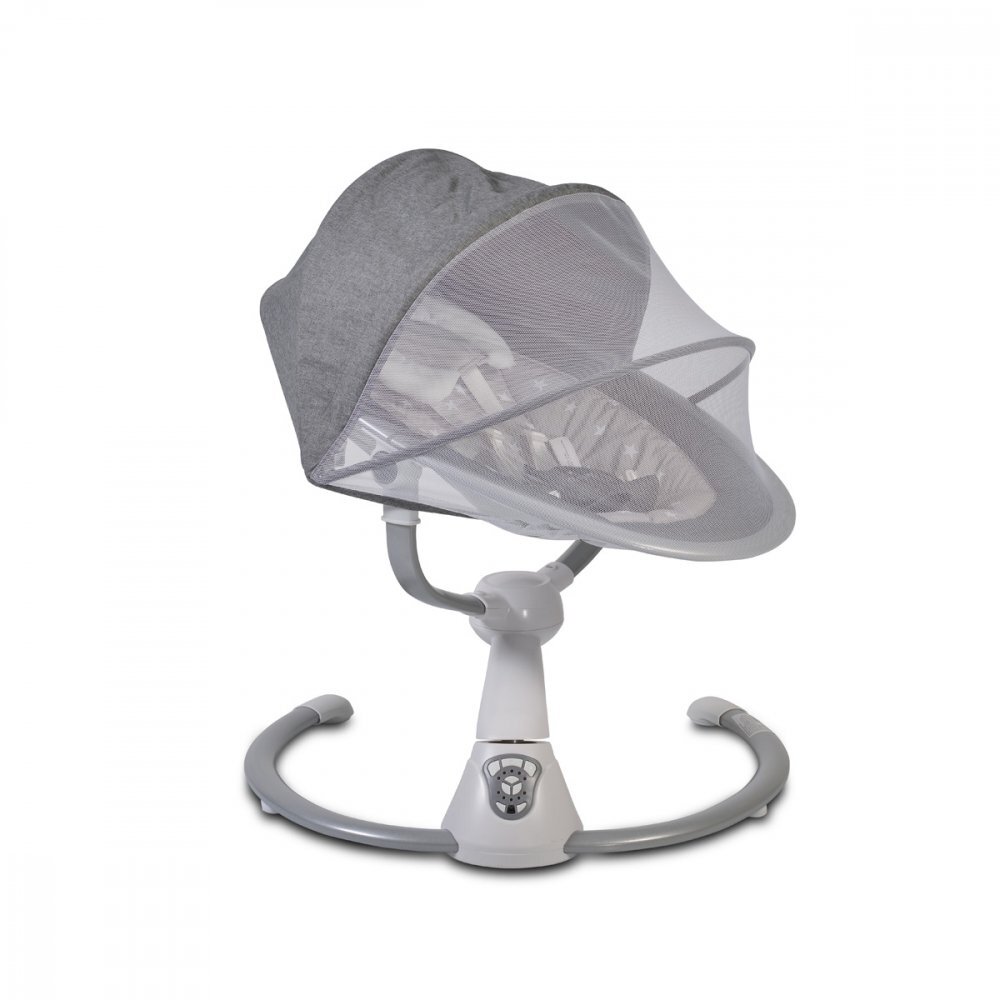 CANGAROO Leagan electric bebelusi Swing Cloud Grey Stars cu sezut reglabil5 viteze de leganaretemporizatorsezut rotativ 90gradepernuta reductorcenturi de sigurantaadaptor priza inclus