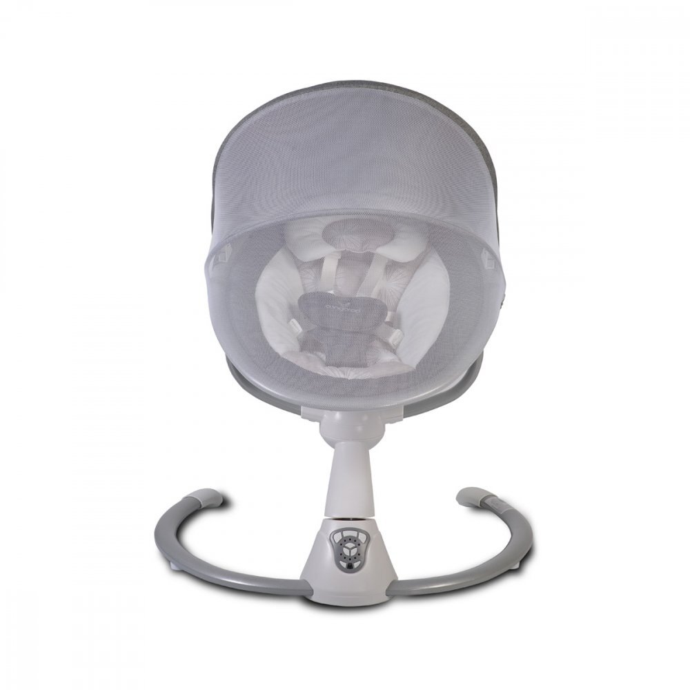 CANGAROO Leagan electric bebelusi Swing Cloud Grey Stars cu sezut reglabil5 viteze de leganaretemporizatorsezut rotativ 90gradepernuta reductorcenturi de sigurantaadaptor priza inclus