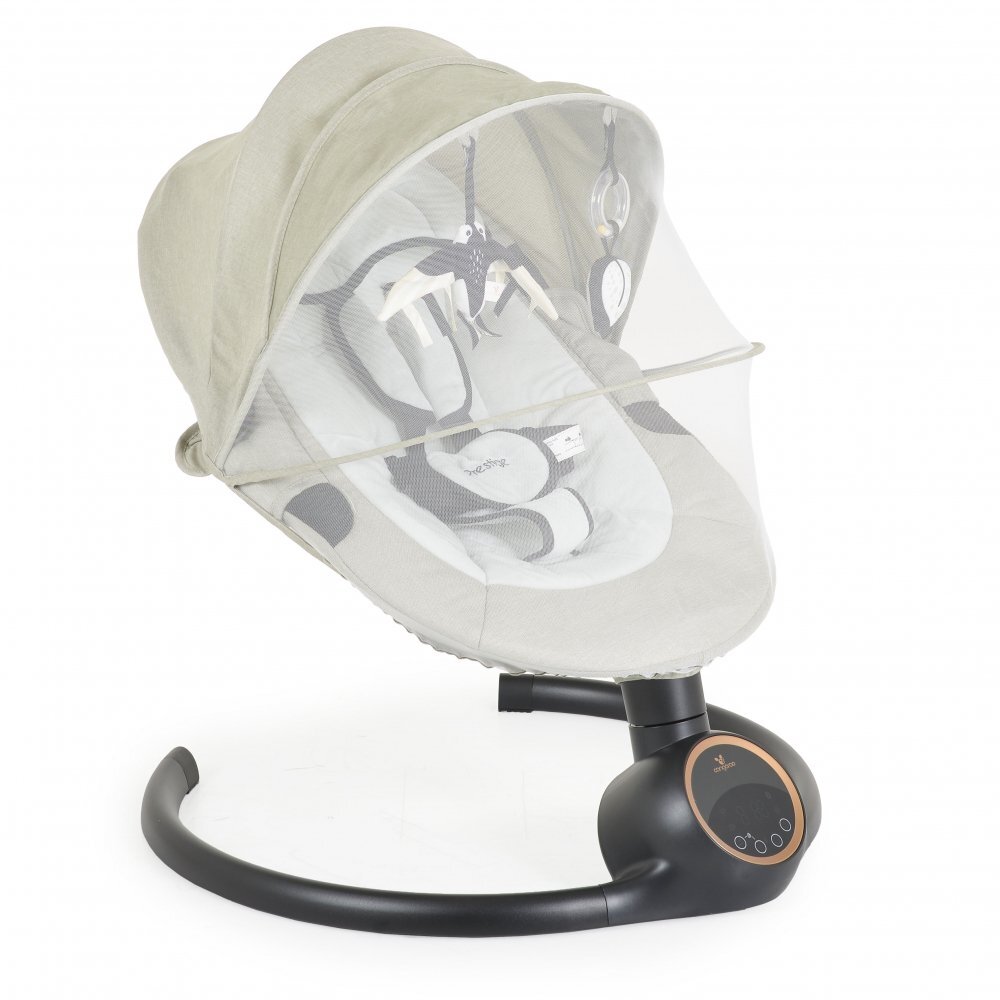 CANGAROO Leagan electric pentru bebelusi Prestige Light Grey telecomandasenzor miscare5 viteze de leganarecronometru bluetoothpernutabaldachin cu jucarii si plasa insectehusa detasabilacentura sigurantaadaptor inclus