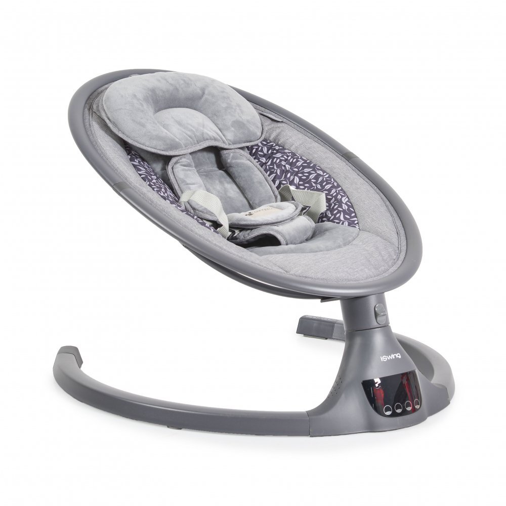 CANGAROO Leagan electric pentru copii cu telecomandasezut ergonomic si rotativparasolar reglabil si detasabil5 viteze de leganarecronometruadaptor prizahusa de insecte si pernuta reductor ISwing Graphite