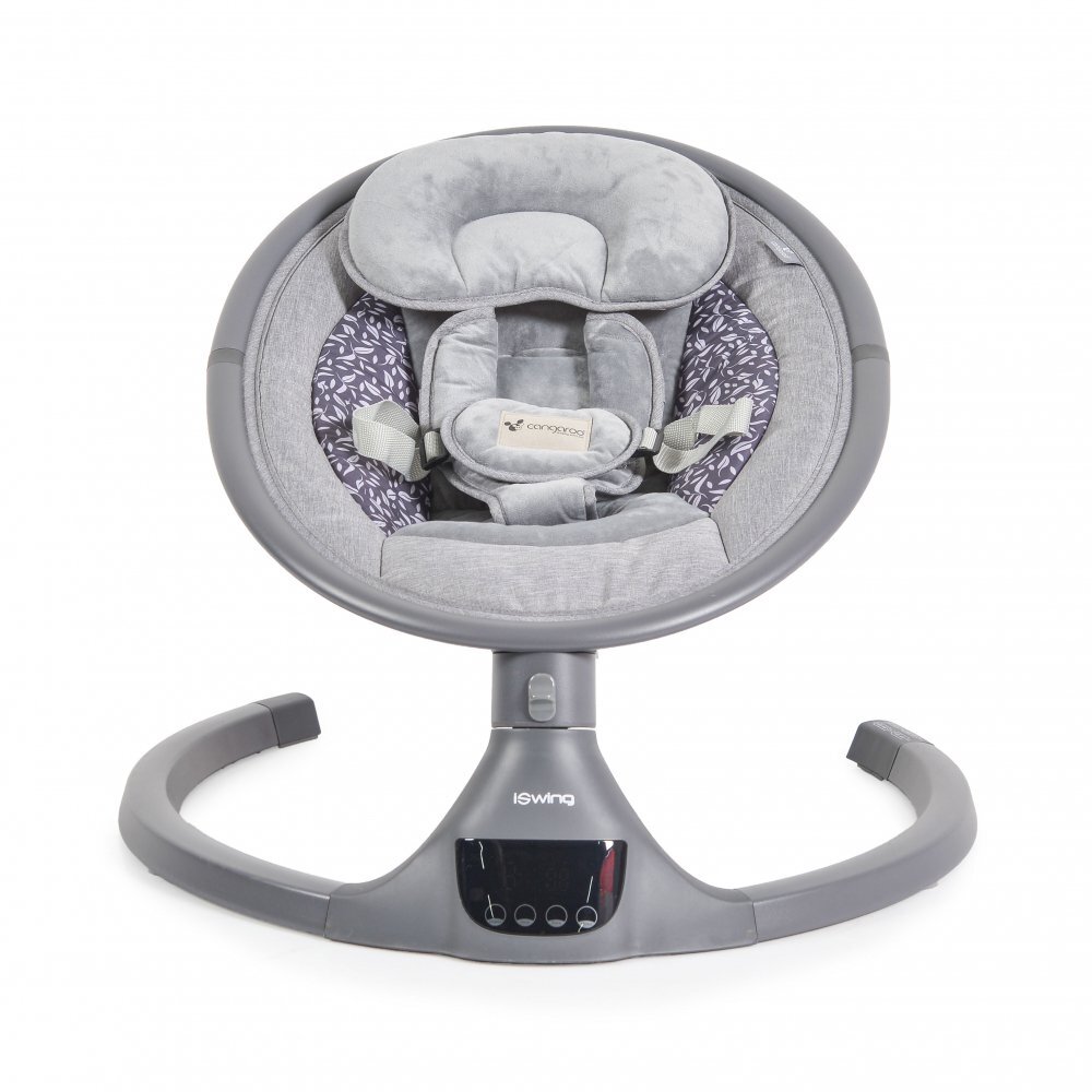 CANGAROO Leagan electric pentru copii cu telecomandasezut ergonomic si rotativparasolar reglabil si detasabil5 viteze de leganarecronometruadaptor prizahusa de insecte si pernuta reductor ISwing Graphite
