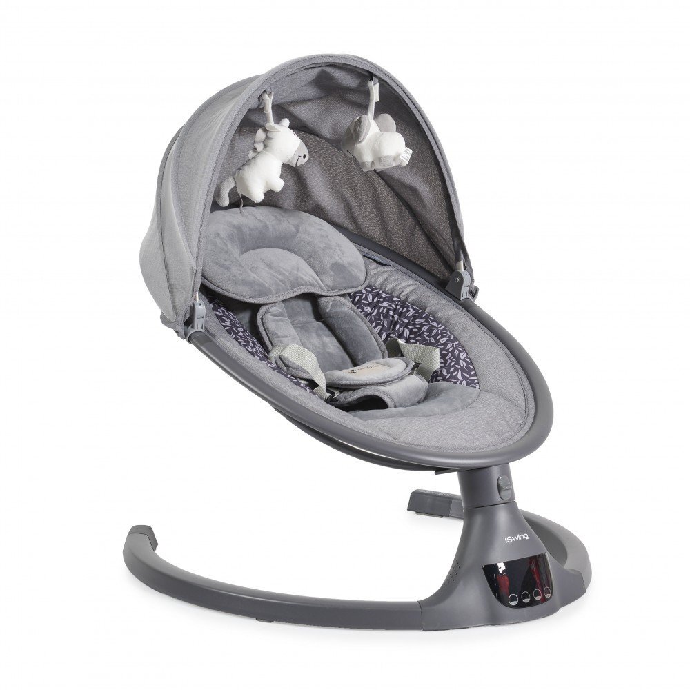 CANGAROO Leagan electric pentru copii cu telecomandasezut ergonomic si rotativparasolar reglabil si detasabil5 viteze de leganarecronometruadaptor prizahusa de insecte si pernuta reductor ISwing Graphite