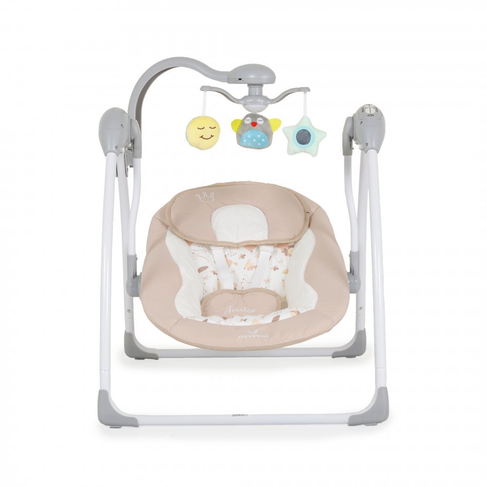 CANGAROO Leagan electric pliabil cu telecomanda si carusel Jessica Beige