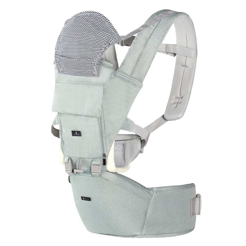 CANGAROO Marsupiu ergonomic pentru bebelusi cu gluga si baza rigida Ivy Green