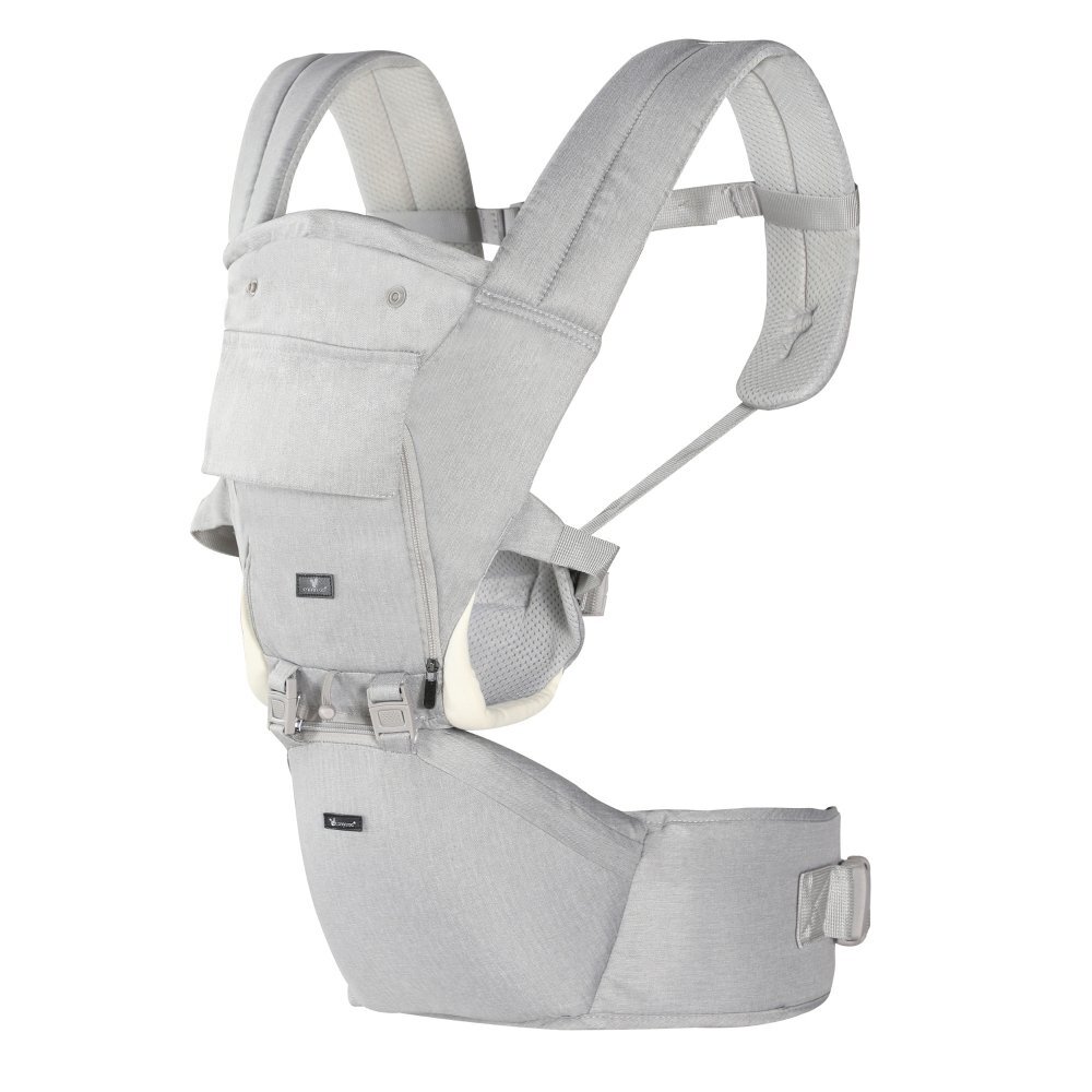 CANGAROO Marsupiu ergonomic pentru bebelusi cu gluga si baza rigida Ivy Grey