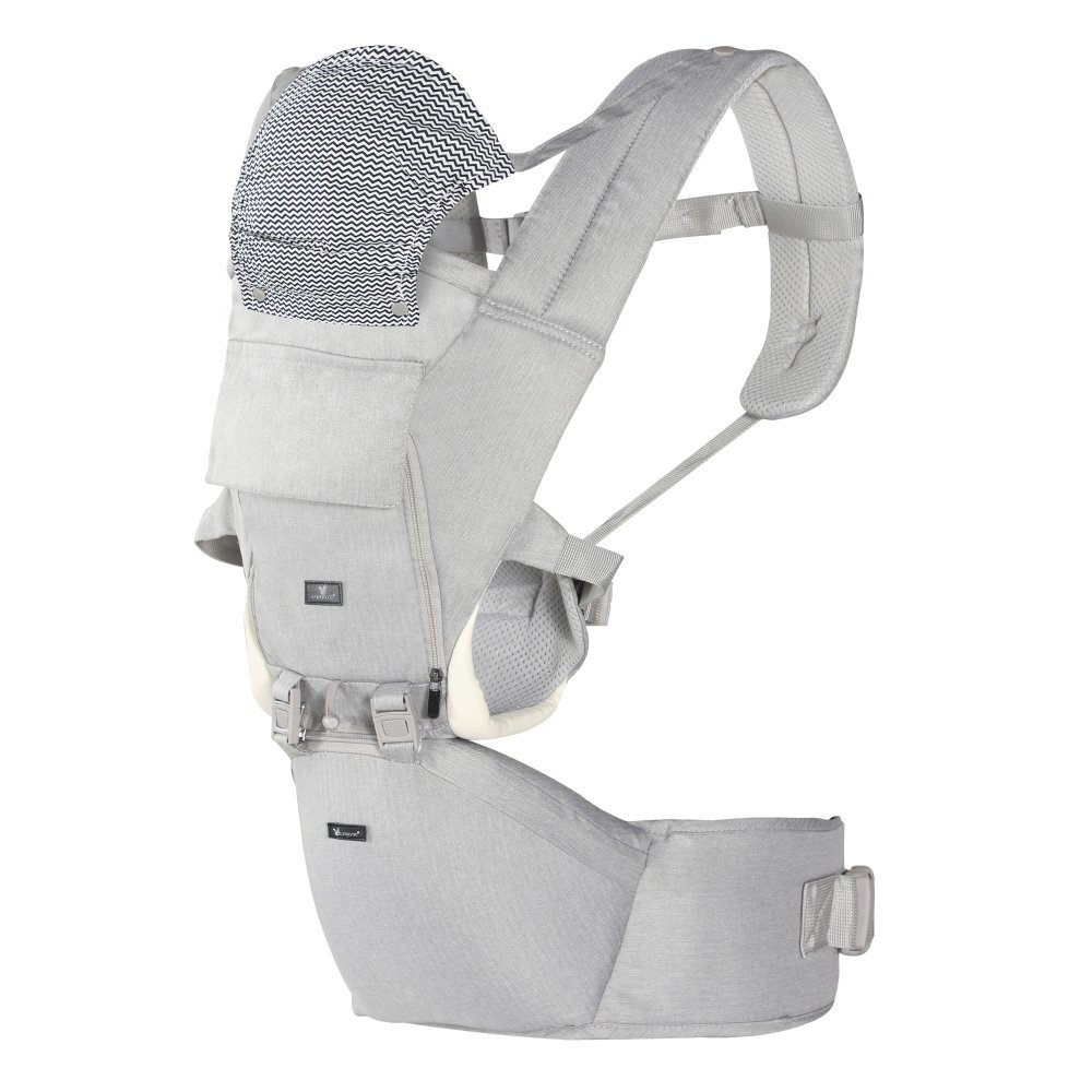 CANGAROO Marsupiu ergonomic pentru bebelusi cu gluga si baza rigida Ivy Grey