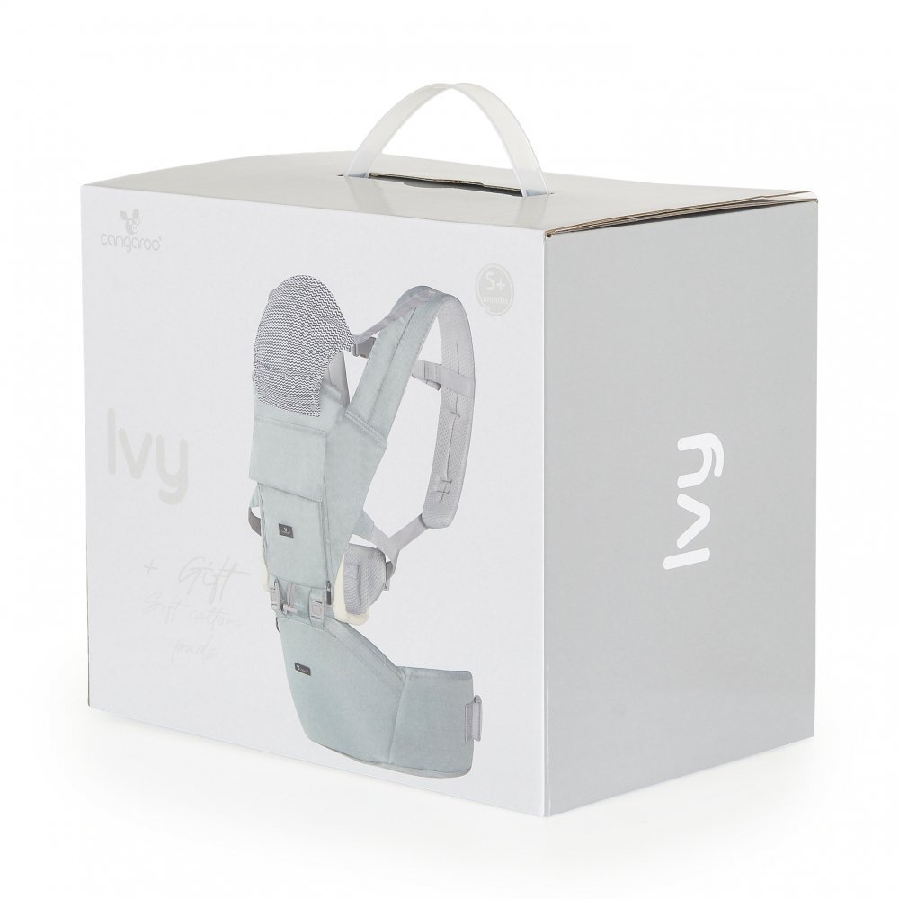 CANGAROO Marsupiu ergonomic pentru bebelusi cu gluga si baza rigida Ivy Grey