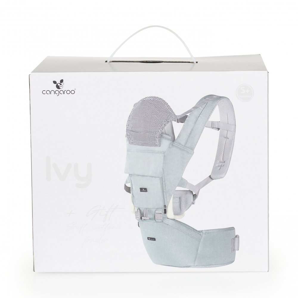 CANGAROO Marsupiu ergonomic pentru bebelusi cu gluga si baza rigida Ivy Grey