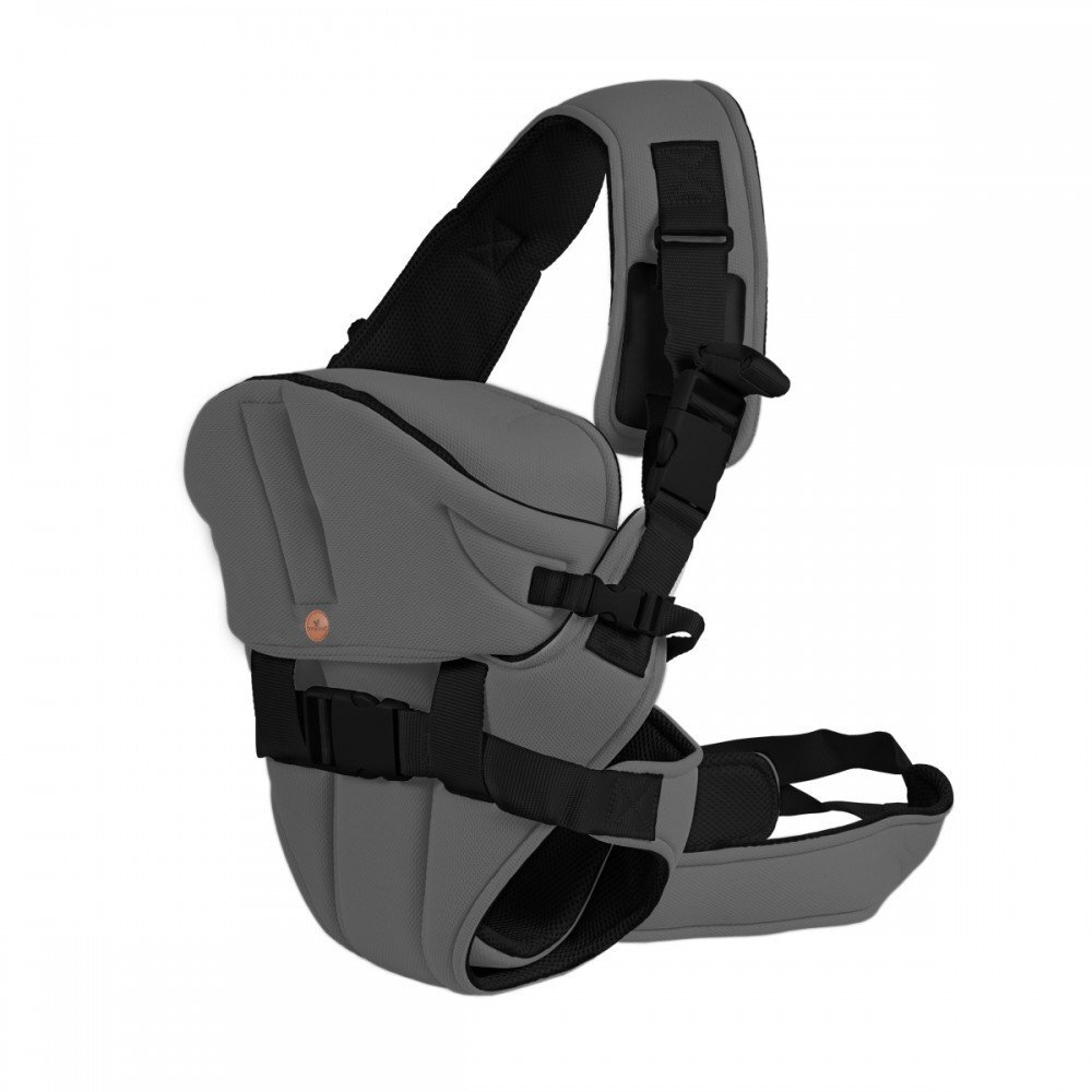 CANGAROO Marsupiu pentru bebelusi Carry Go 2 Dark Grey cu protectie cap4 pozitii de purtarede la 3.6kg pana la 13kgcenturi de prindere reglabile