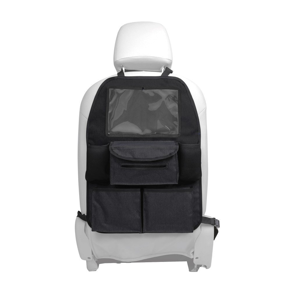 CANGAROO Organizator auto pentru copii Harbour Blackmodel universalprotejeaza scaunul din fata de murdariebuzunare multiplecompartiment pentru servetele umede si sticladimensiune 59x43 cm